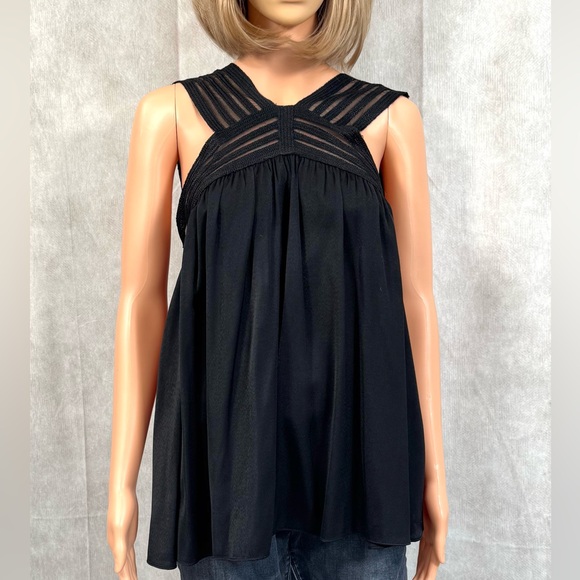 Max Studio Black Sleeveless Pleated Blouse